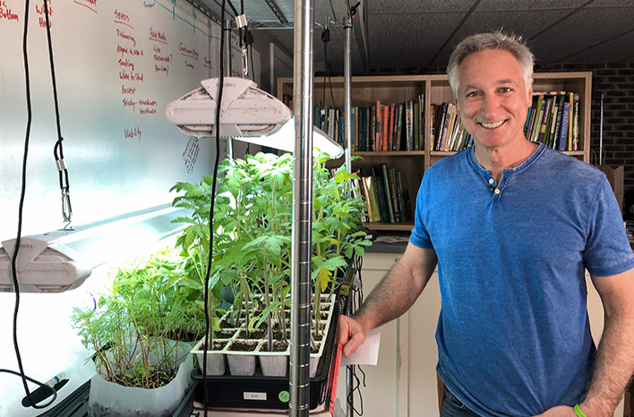 Joe Lamp'l demonstrates how to start seeds indoors