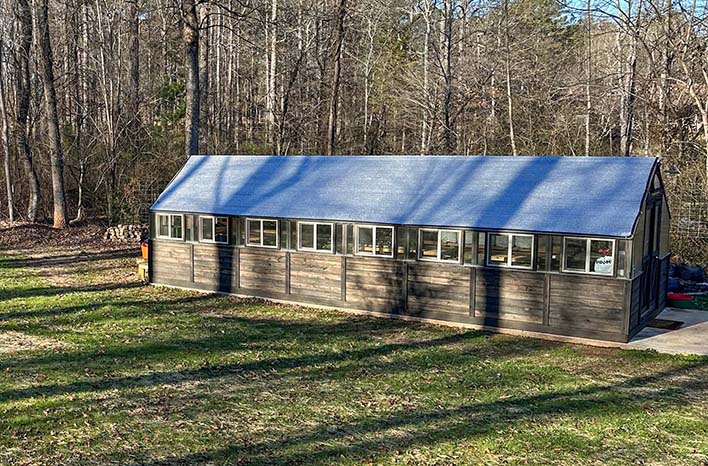 Shadecloth over a greenhouse